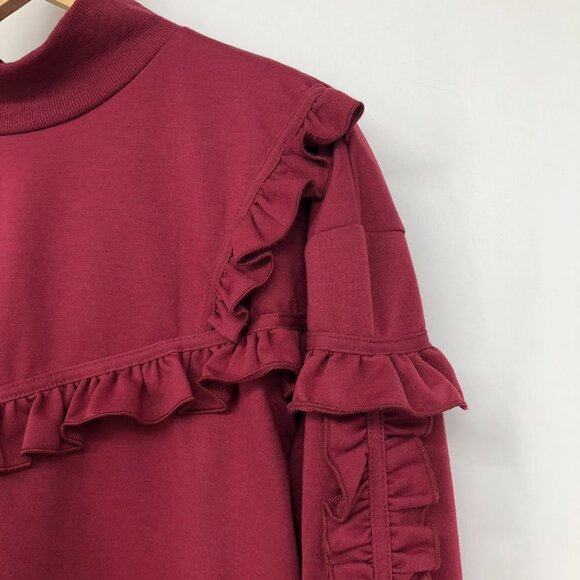 NWT Buffalo David Bitton Womens Ripley Ruffled Turtleneck Berry Burgundy XL - Picture 7 of 15